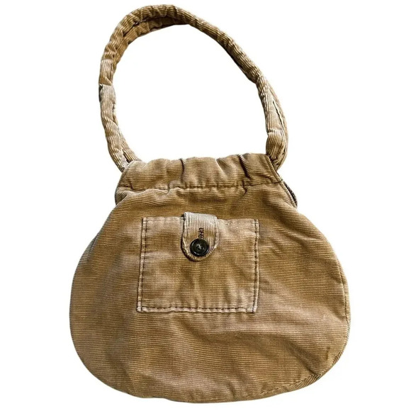 Corduroy Purse Khaki Handbag Boho Retro - Picture 1 of 7